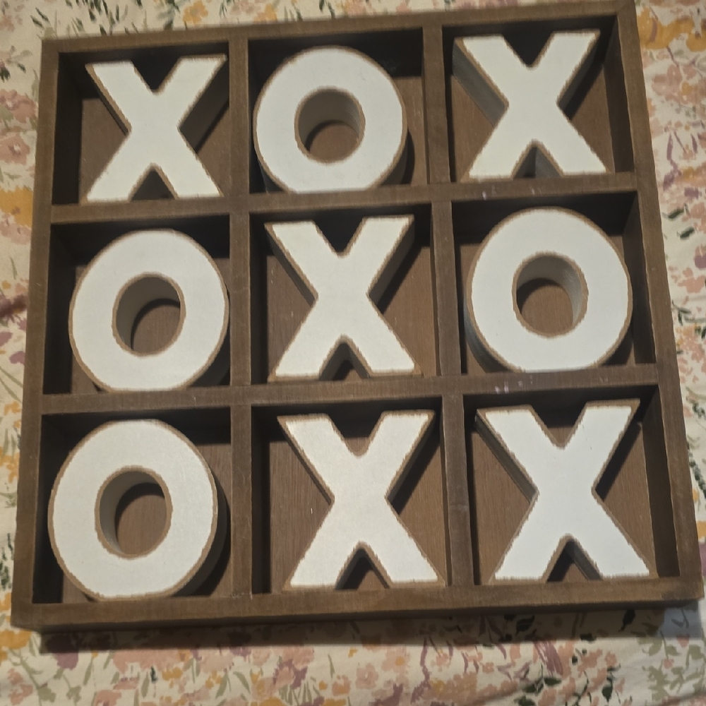 Wooden Tic-Tac-Toe Game Set - Brown and White